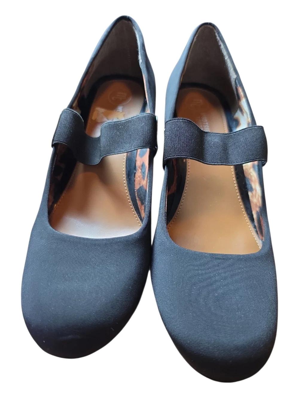 MOOTSIES TOOTSIES |‎ Black Mary Jane Heels Rounded Toe Leopard Print | 10